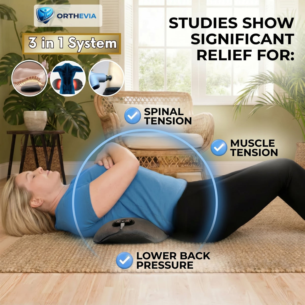 ORTHEVIA OrthoVital™ Pro 3-in-1 Back Massager