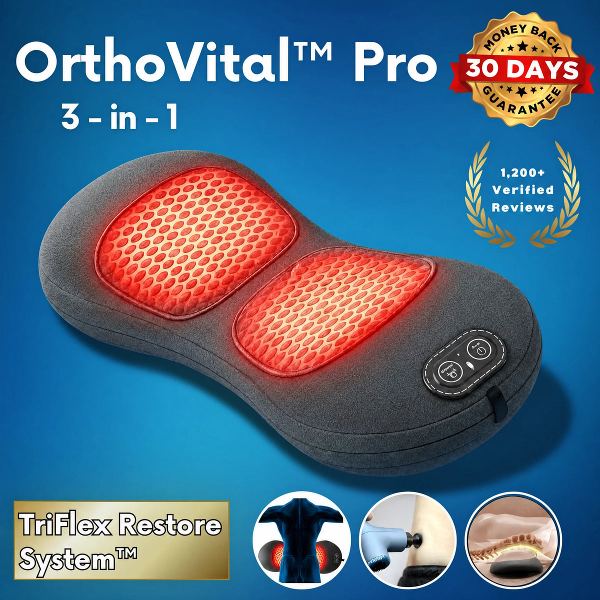 ORTHEVIA OrthoVital™ Pro 3-in-1 Back Massager